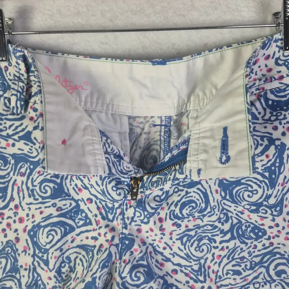 LILLY PULITZER "The Walsh" Star Crush Starfish Blue/Pink Shorts Womens Size 11 - Picture 7 of 7
